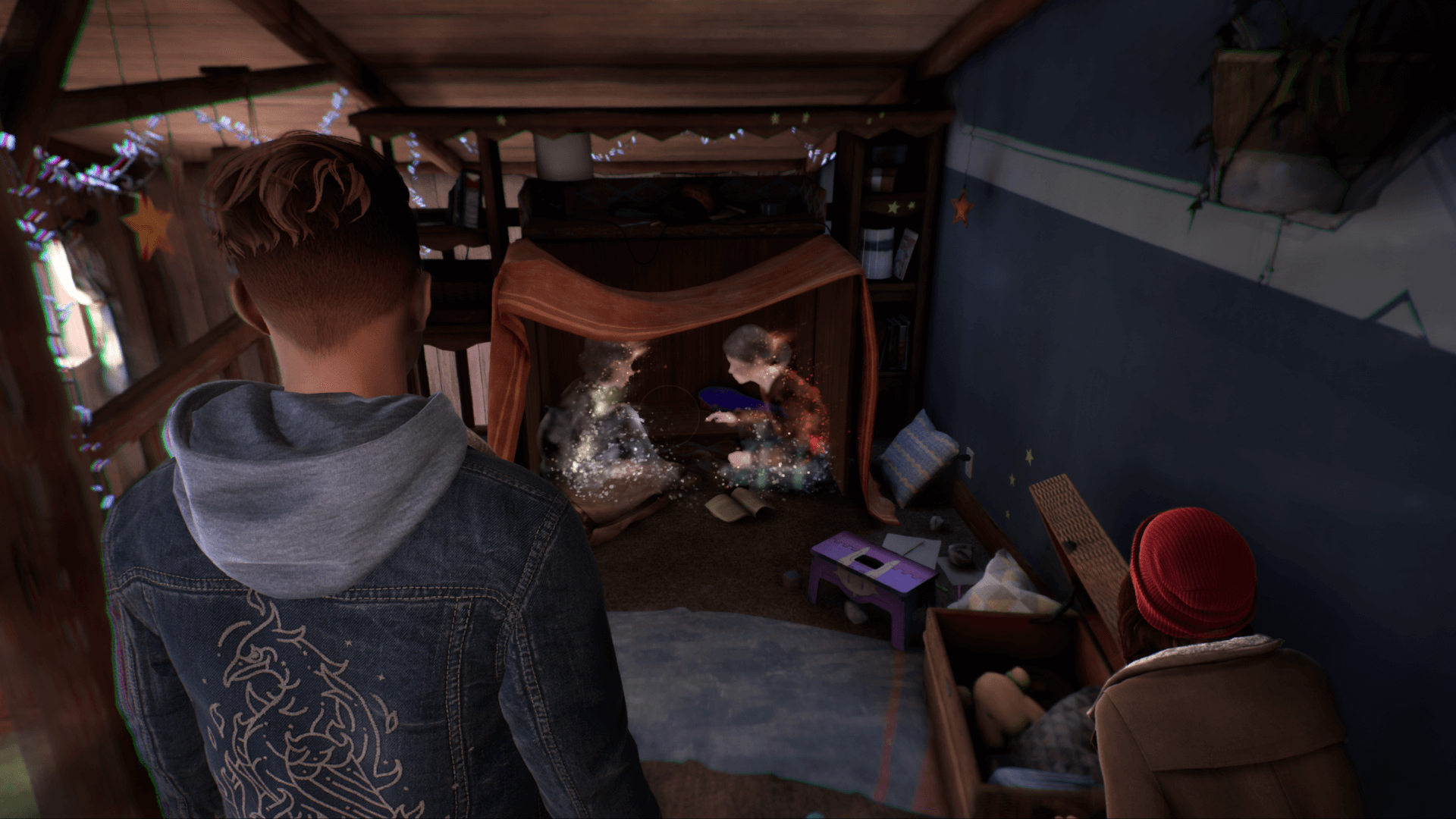 Tyler and Alyson looking at mysterious apparitions.